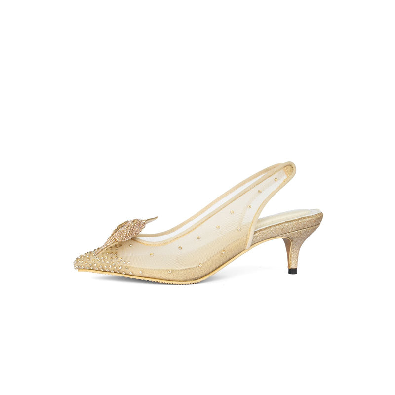 LUCIA SLINGBACK HEELS GOLD