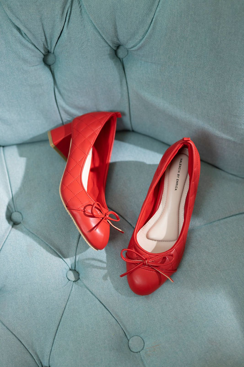 GABRIELLE BLOCK HEELS RED
